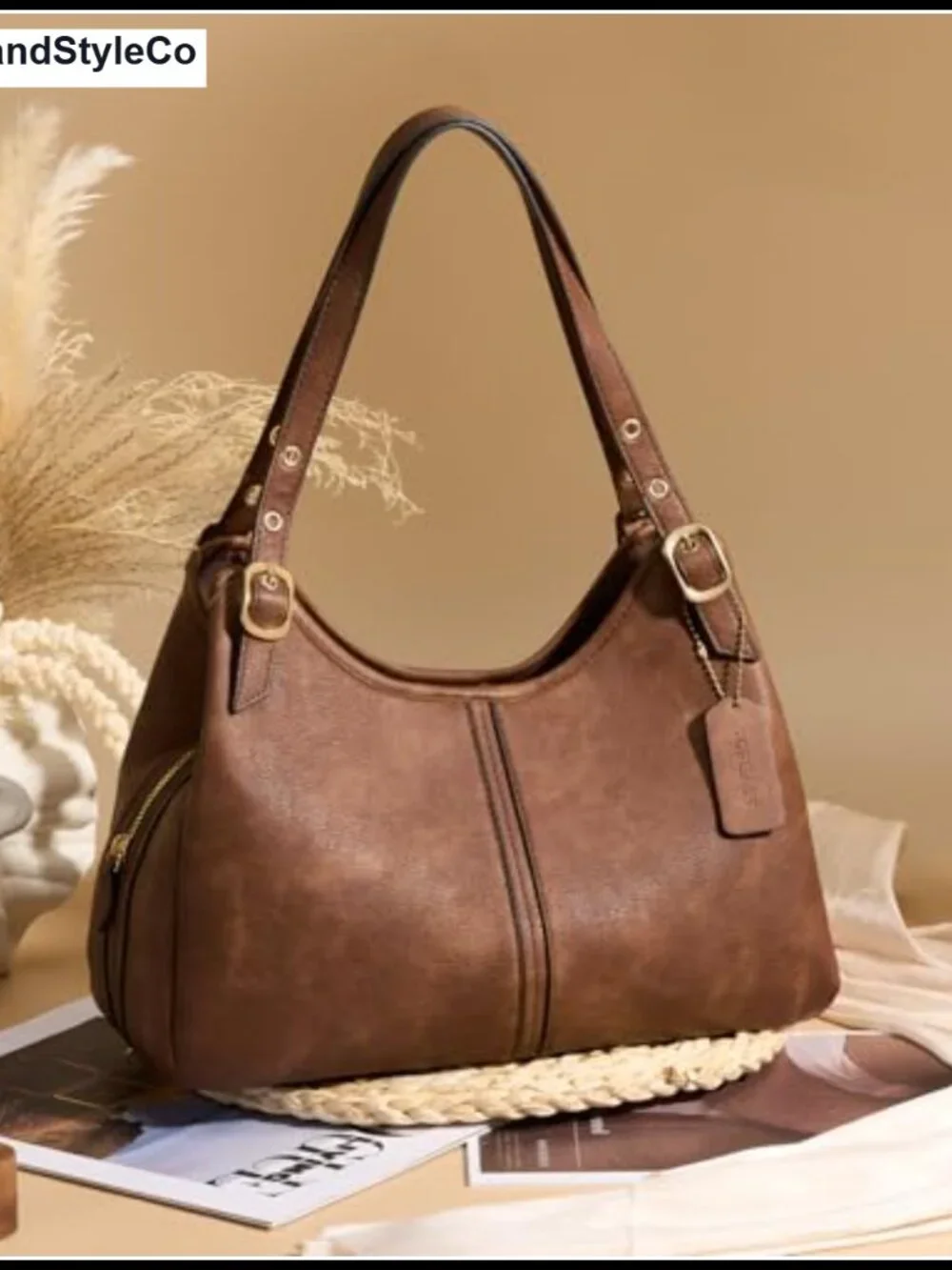 Soft Faux Leather Hobo Shoulder Bag Slouchy Vintage Purse Everyday